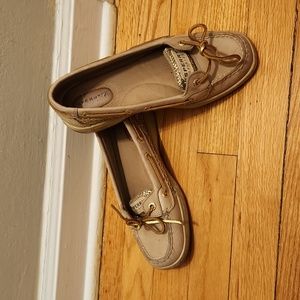 EUC Sperry Top-Sider Angelfish Gold Glitter/Cream Women's Size 6.5